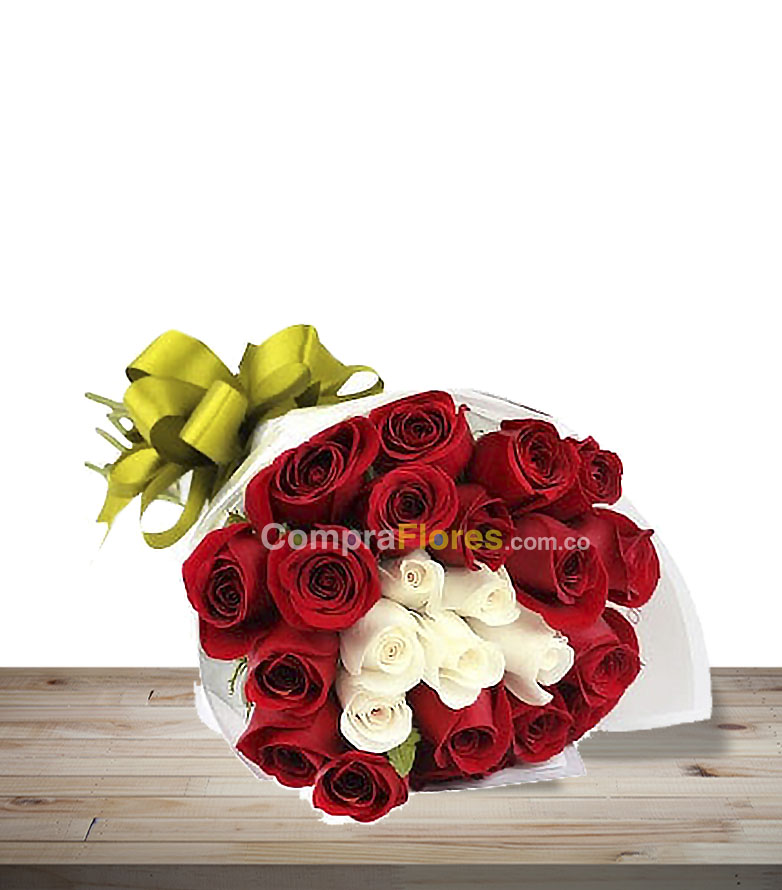 blanco y rojo rosas en cali x 12