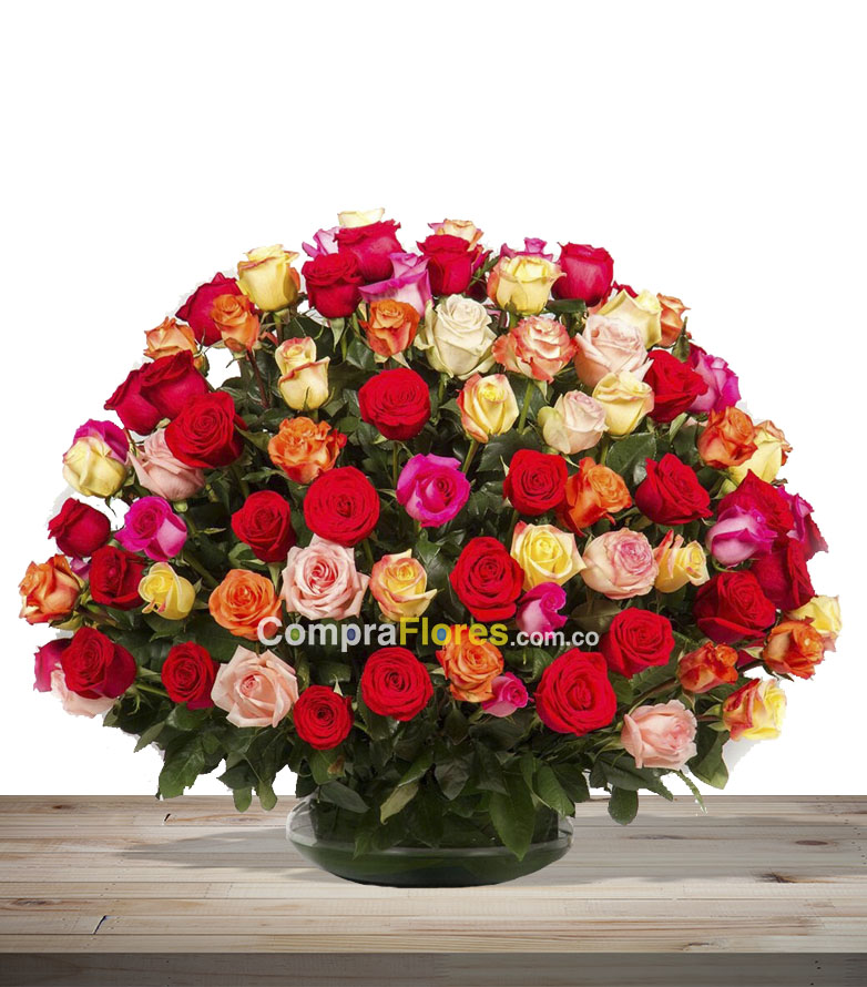 canasta de colores flores