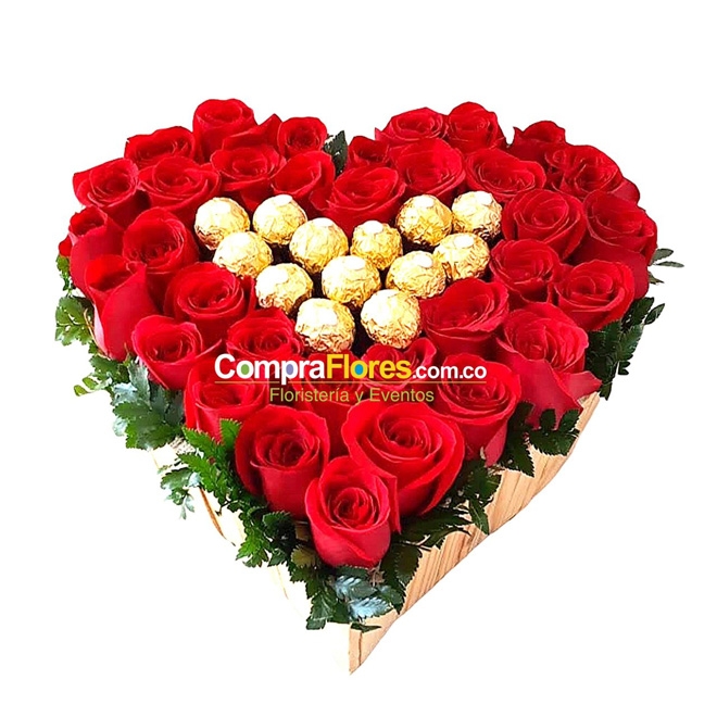 Corazon de Rosas y Chocolates