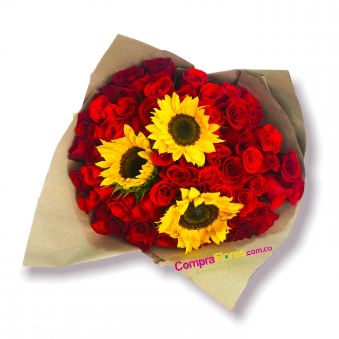 Bouquet Rosas y Girasoles