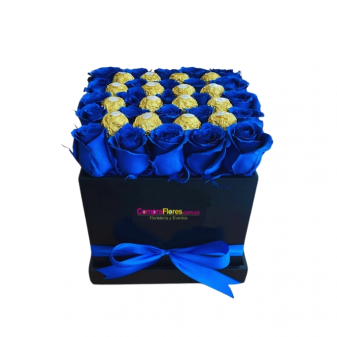 Caja Rosas azules y Ferreros