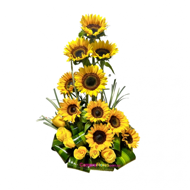 Diseño Floral Girasoles y Rosas