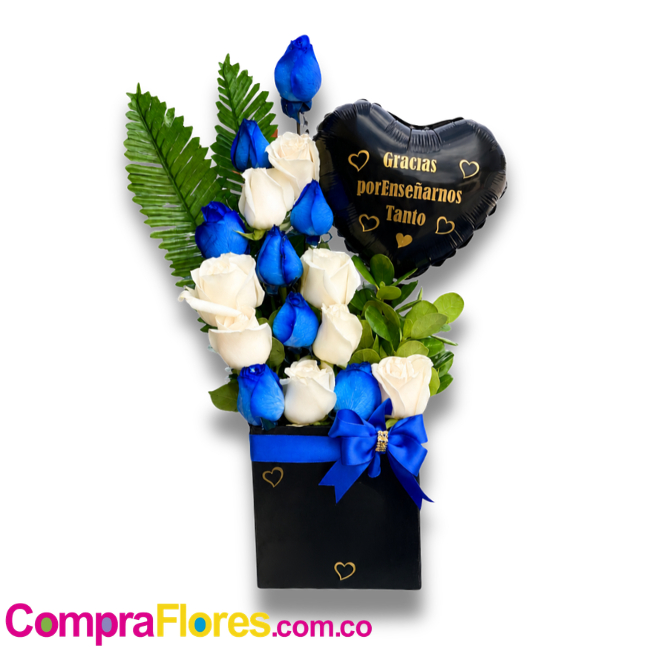 Arreglo de Rosas Azules y Blancas para el Día del Padre