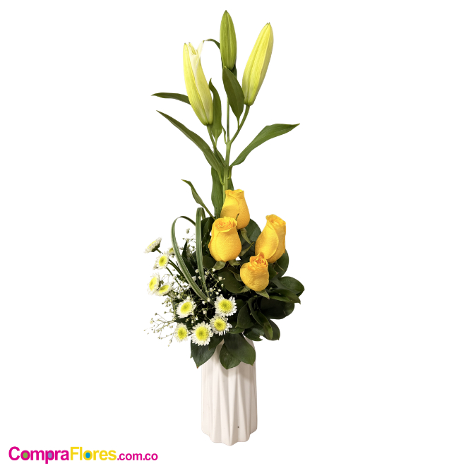 Jarrón de Flores Amarillas - Solitario