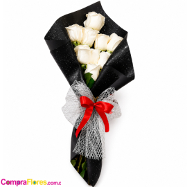 Ramo de 10 Rosas Blancas Elegantes