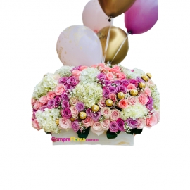 Base Floral de Hortensias y Rosas